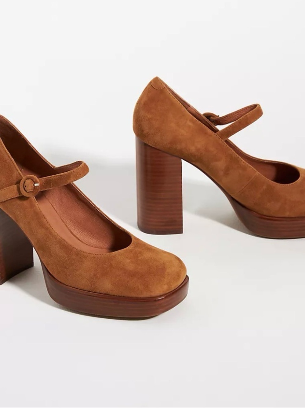 Jeffrey Campbell Mary Ann tan Brown Suede Platform Mary Jane platform block Heel - Picture 7 of 11